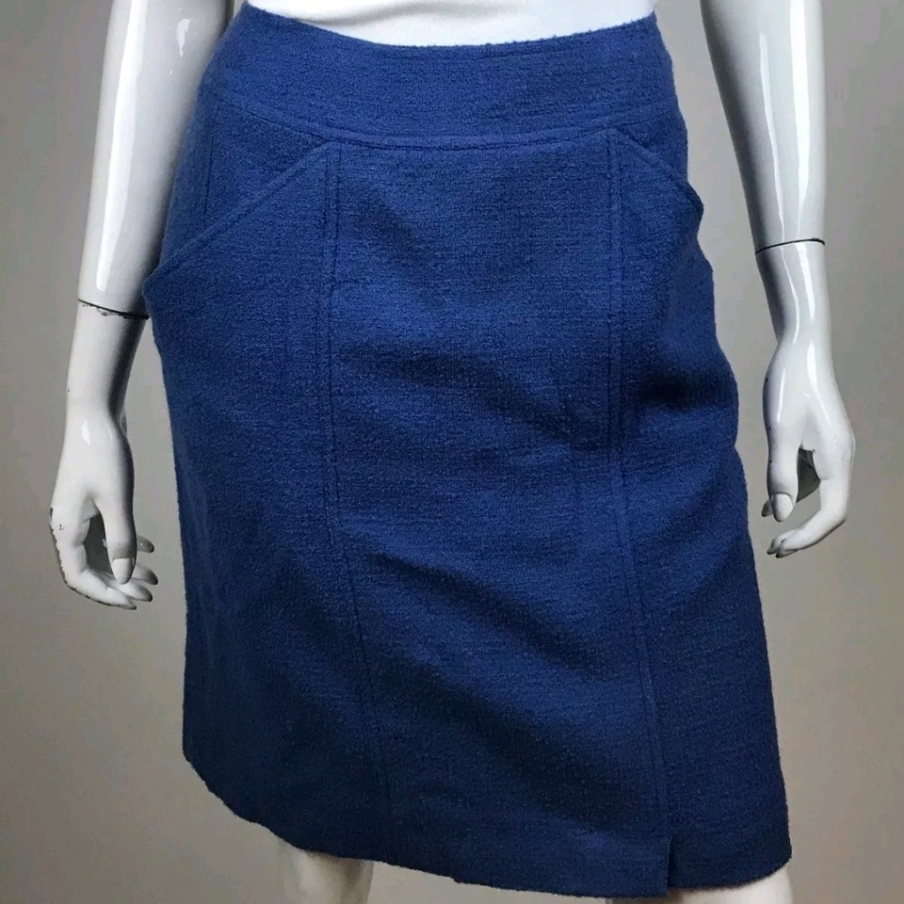 Chanel Boutique Blue Wool Pencil Skirt